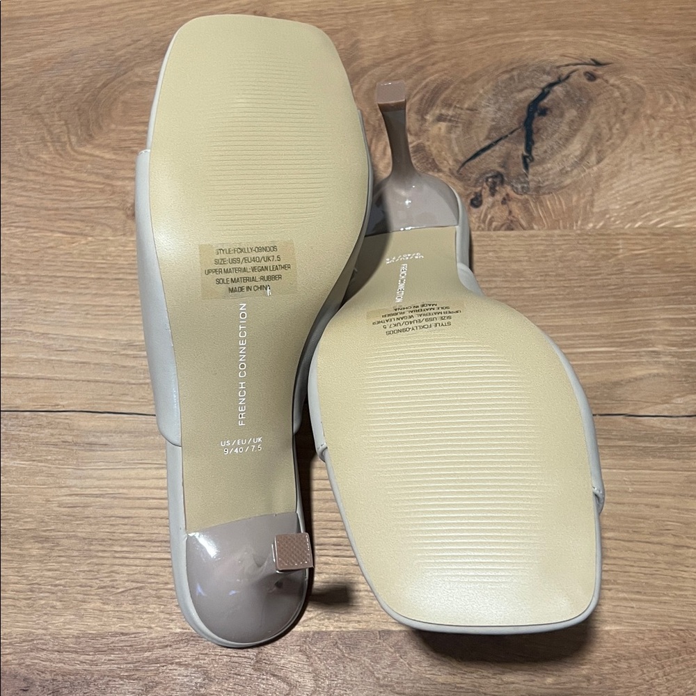 NEW French Connection Nude Kelly High Heel Toe Loop Slides Reg. $118 Size 9 - Picture 7 of 11